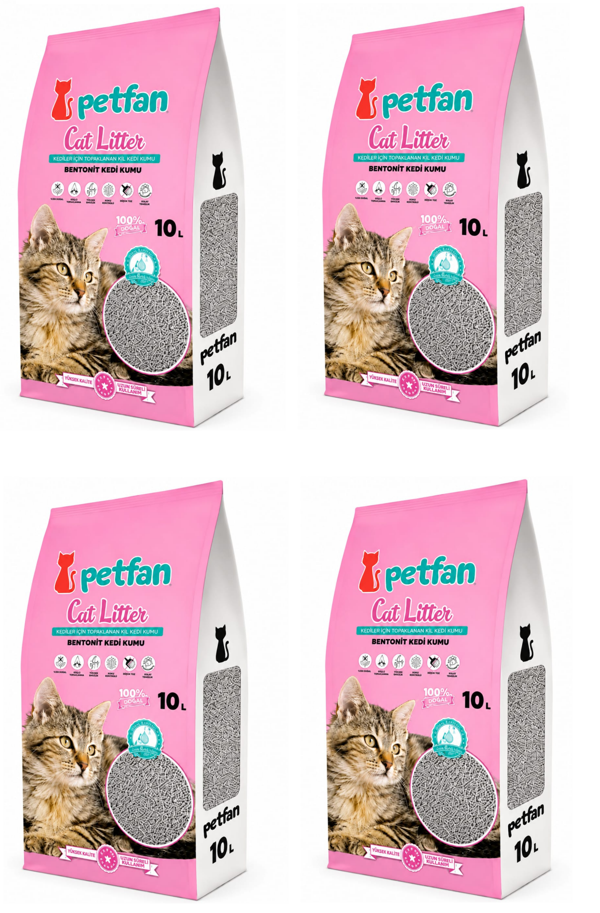 Petfan Bebek Pudralı İnce Taneli Kedi Kumu 10Lx4 Adet