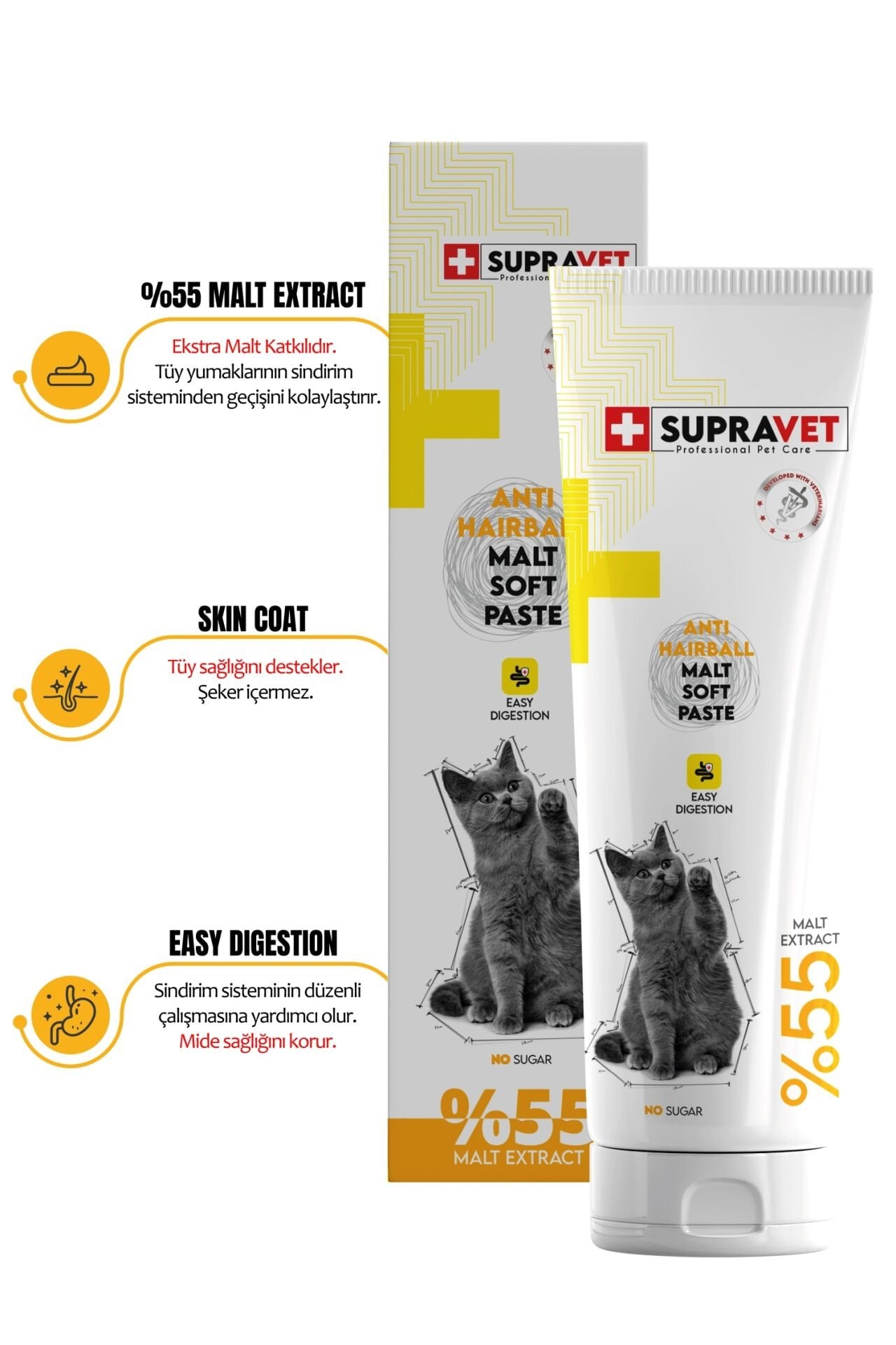 Supravet Anti-Hairball Malt Kedi Macunu 100 Gr Tüy Yumağı Engelleyici ( Extra Malt )