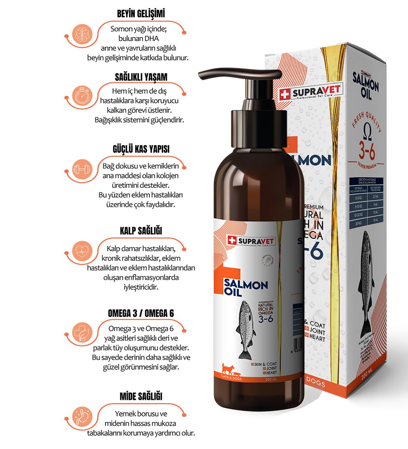 Supravet Doğal Kedi Köpek Norveç Somon Yağı 200 ml